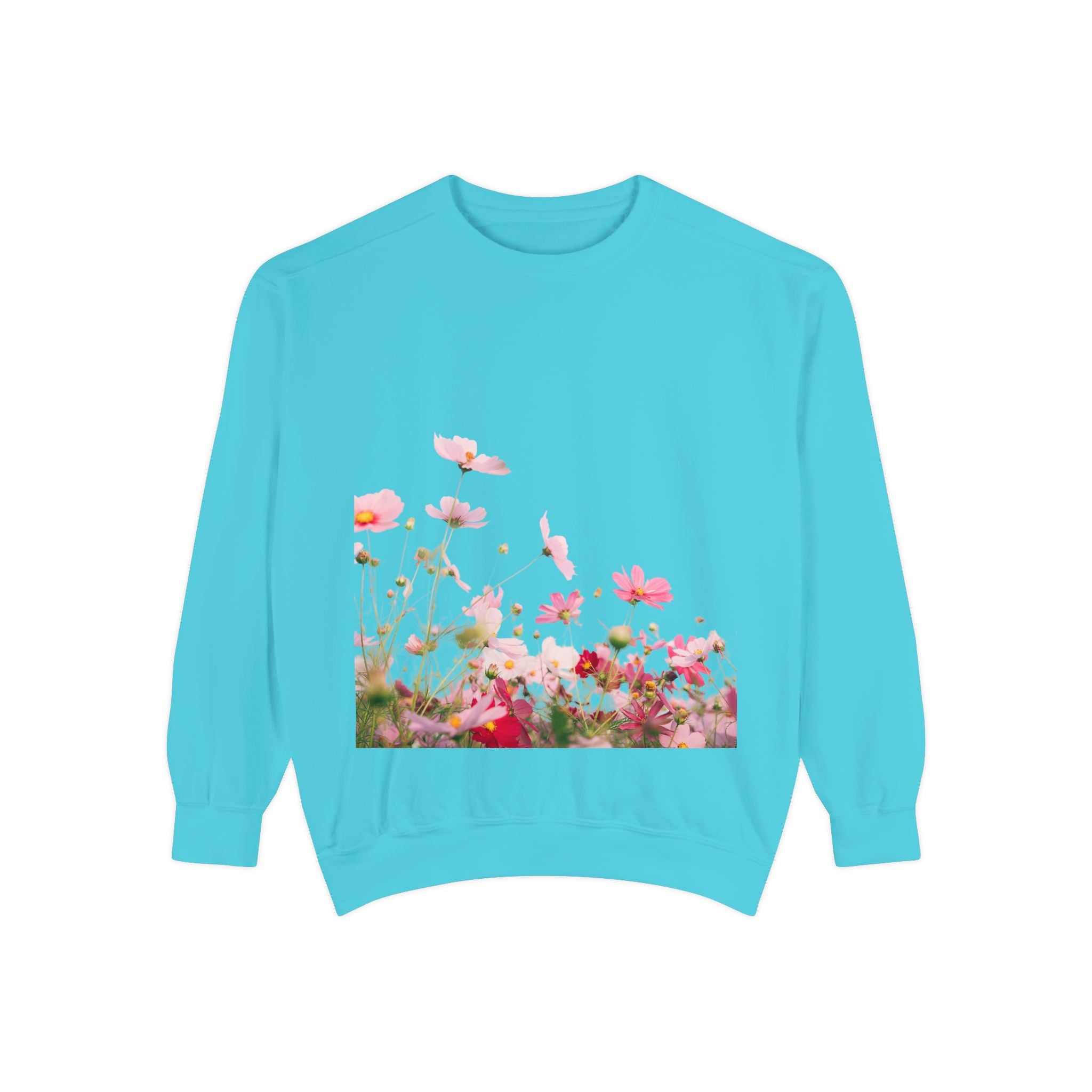 Floral Meadow Sweatshirt — Pink Cosmos Garden Crewneck