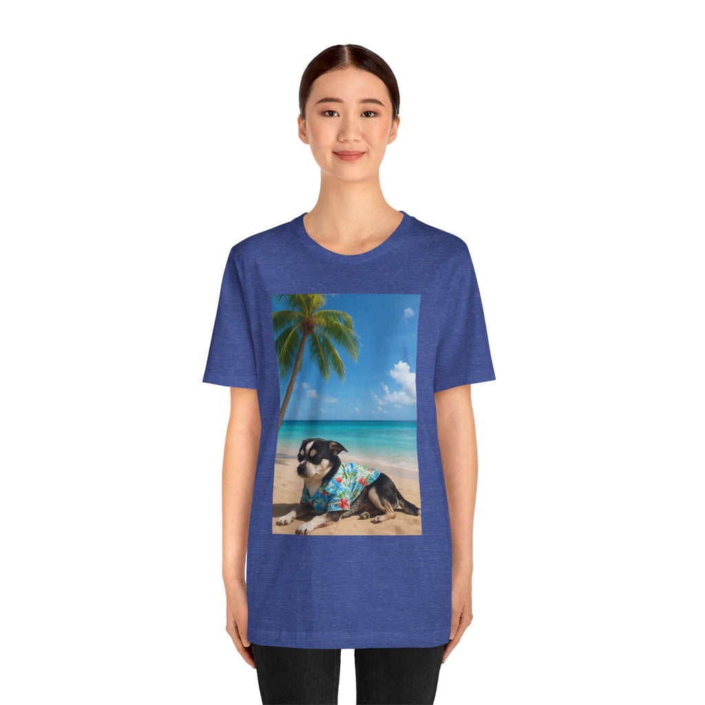 Beach Chihuahua Dog T-Shirt — Hawaiian Shirt Puppy on Tropical Shore