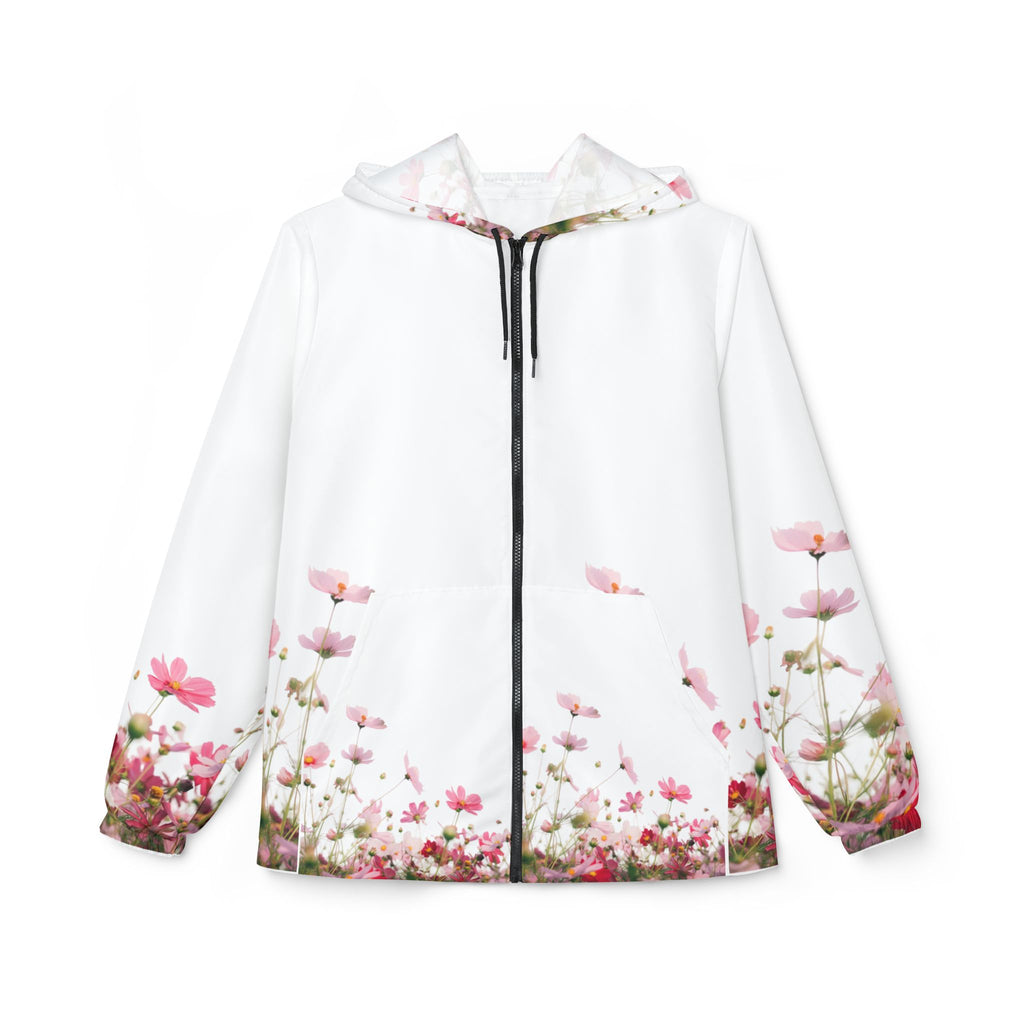 Floral Field Windbreaker Jacket – Pink Cosmos All-Over Print Hooded Jacket