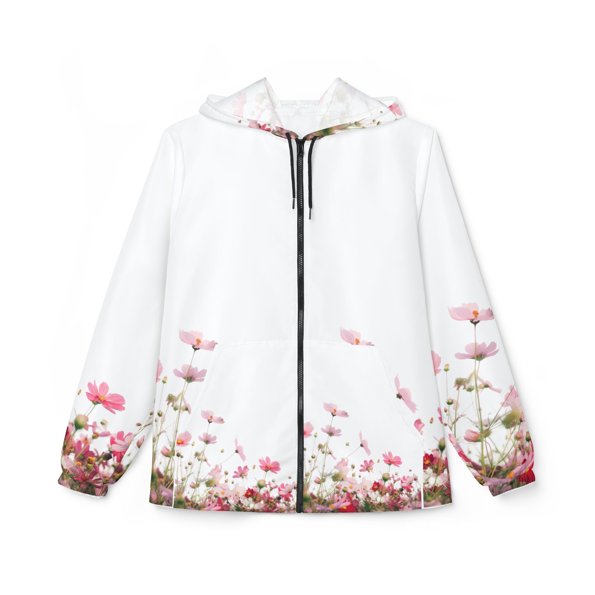Floral Field Windbreaker Jacket – Pink Cosmos All-Over Print Hooded Jacket