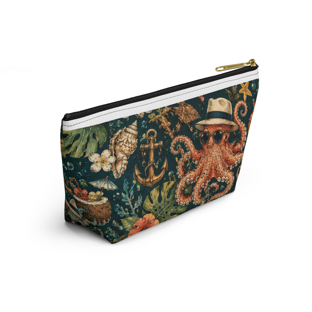 Nautical Octopus Accessory Pouch — Tropical Beach Cosmetic Bag