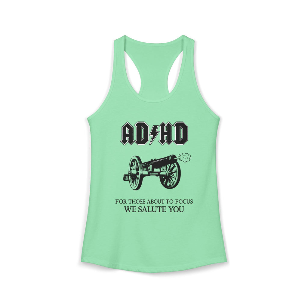 ADHD AC/DC Tank — "For Those About to Focus We Salute You" Graphic T-Shirt