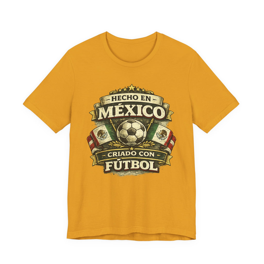 Mexico Soccer T‑Shirt — "Hecho en México, Criado con Fútbol" Vintage Football Tee