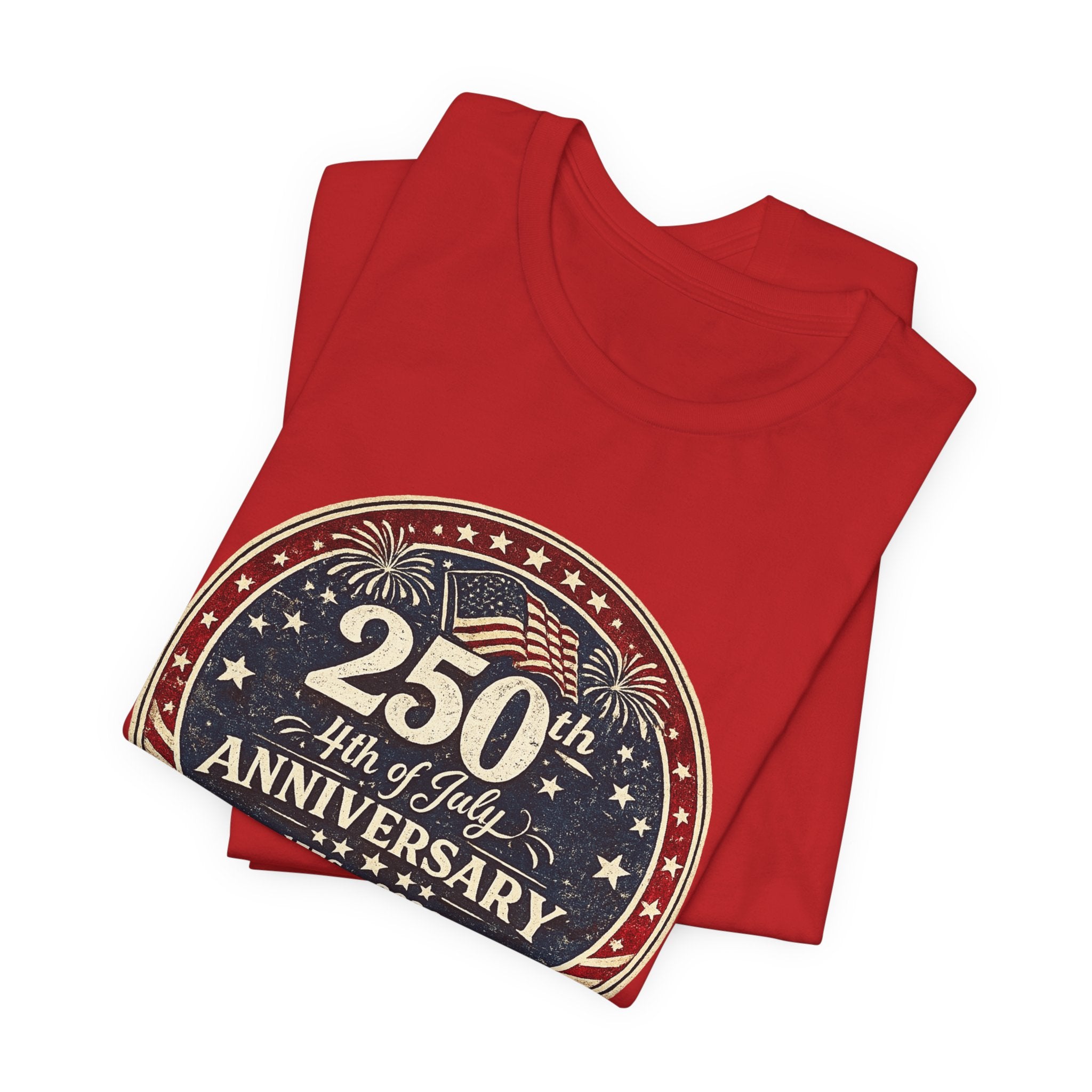 4th of July 250th Anniversary T-Shirt – Vintage American Flag Emblem (1776–2026)