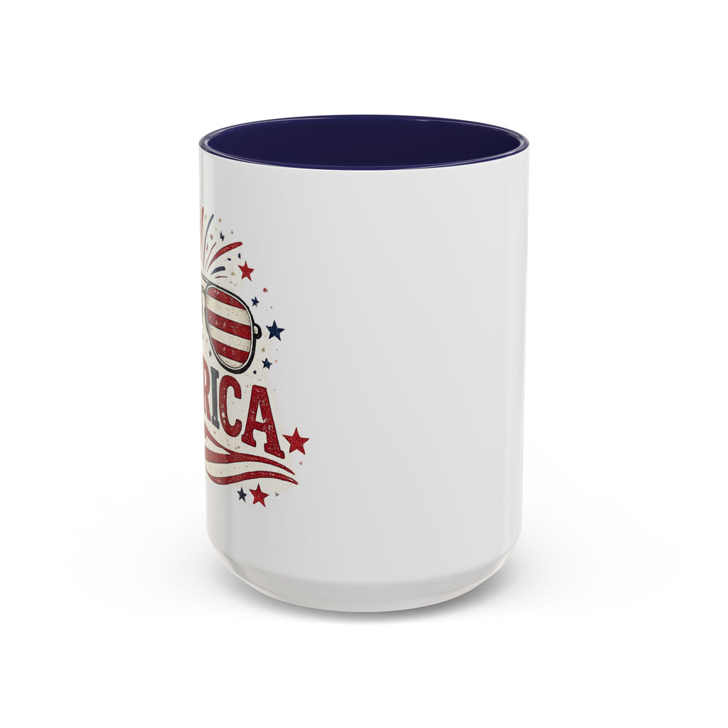 America Flag Accent Coffee Mug - Patriotic 11/15oz Tea Cup
