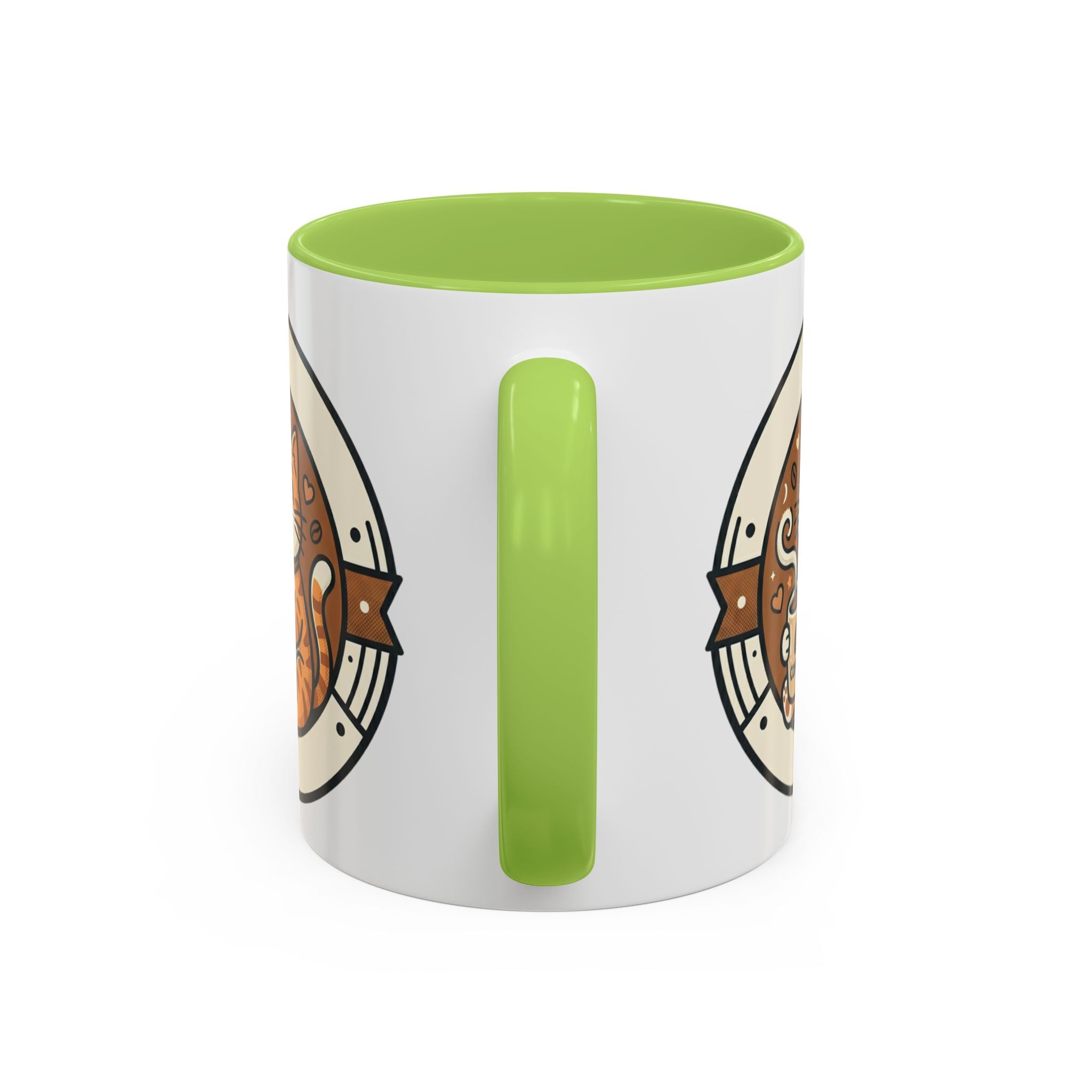 Cat Coffee Mug — Cute Orange Kitty Holding ‘Coffee’ Accent Ceramic Mug (11/15 oz)
