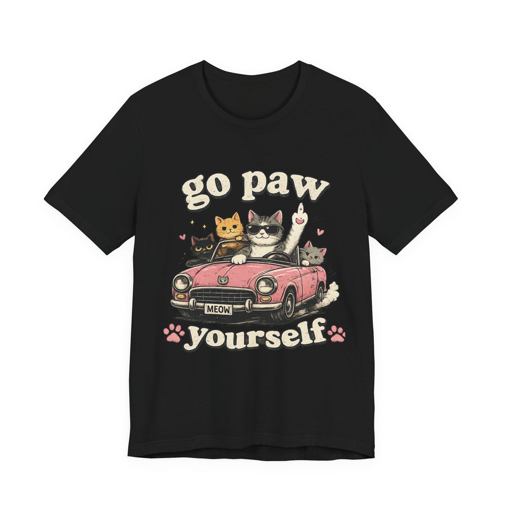 Go Paw Yourself Cat Tee – Cute Retro Cats in Convertible T‑Shirt