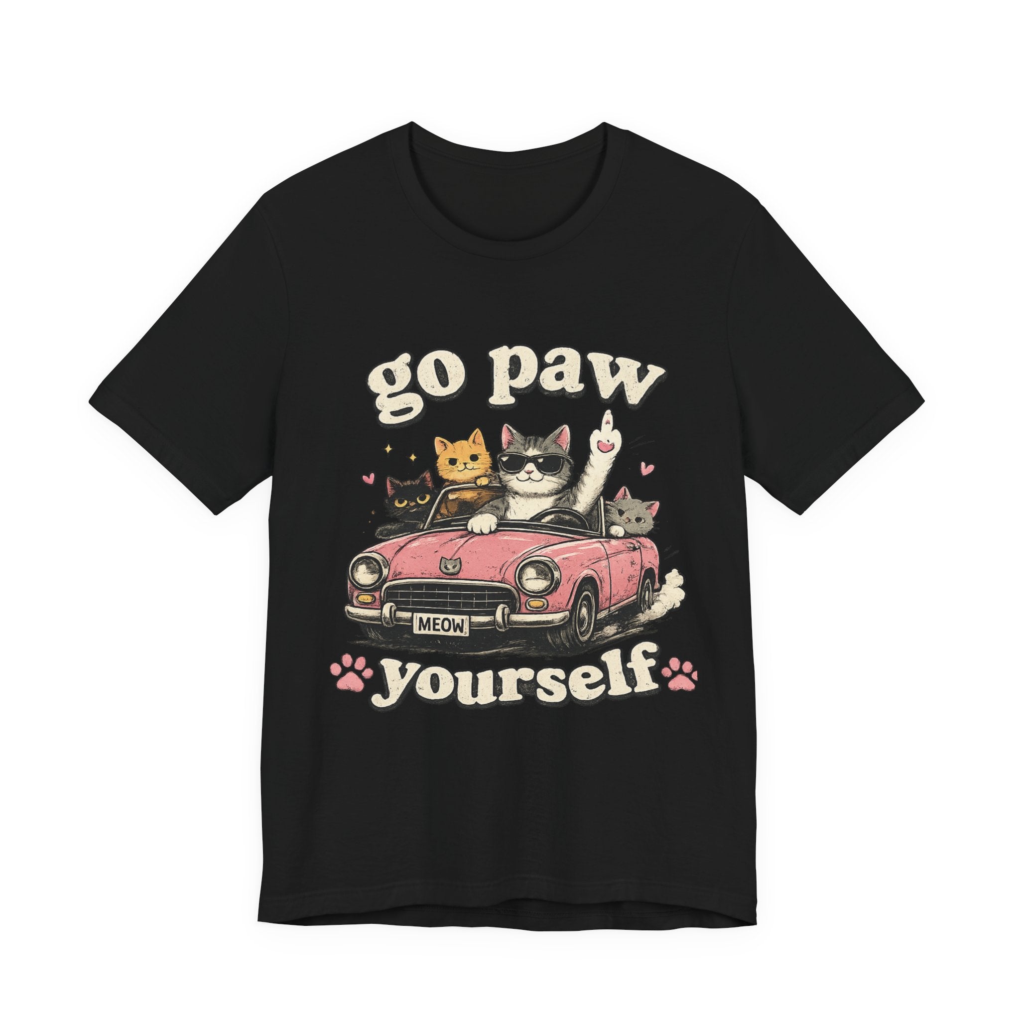 Go Paw Yourself Cat Tee – Cute Retro Cats in Convertible T‑Shirt