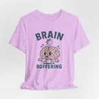 Brain Buffering T‑Shirt — Cute Cartoon Brain Graphic Tee for Neuro Humor