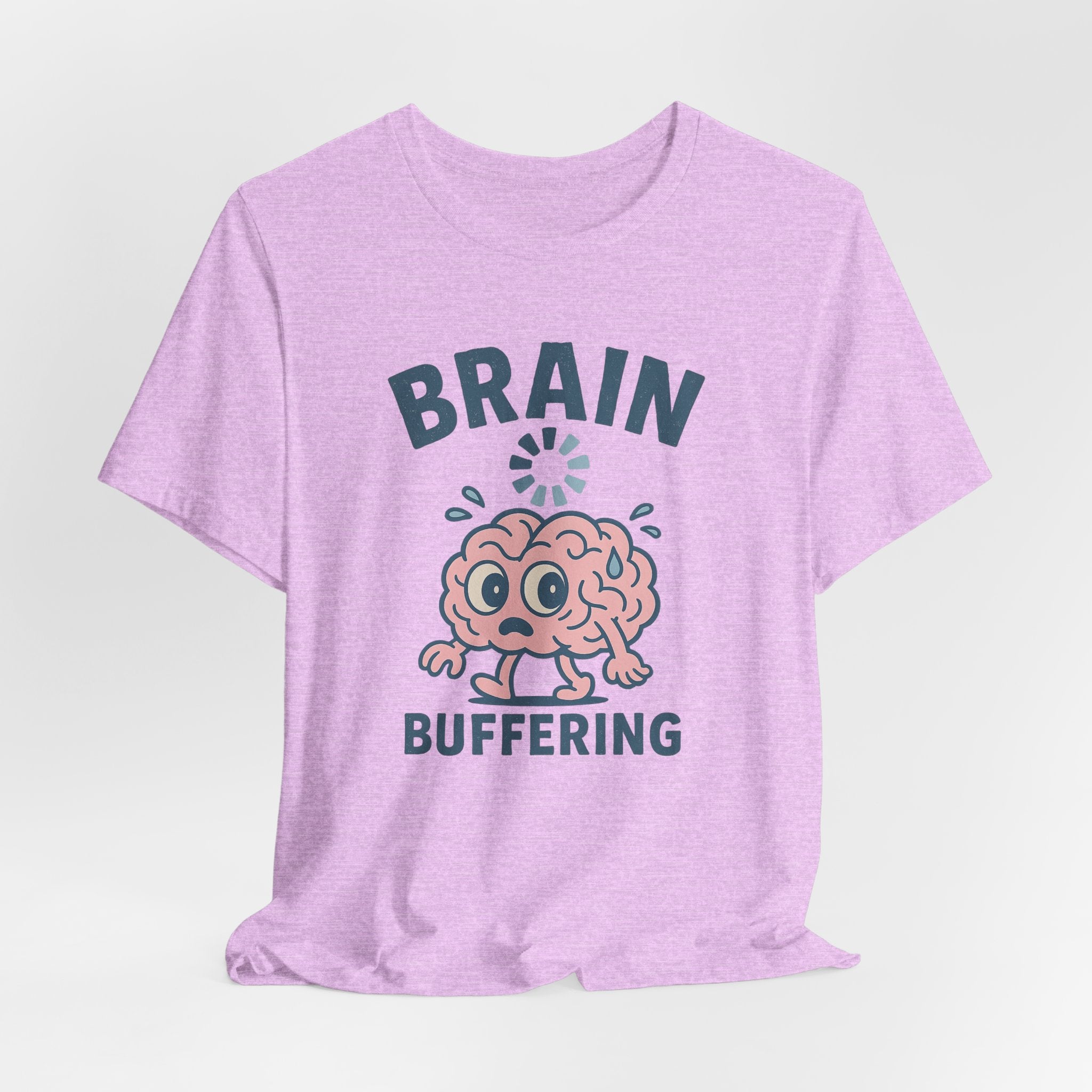 Brain Buffering T‑Shirt — Cute Cartoon Brain Graphic Tee for Neuro Humor