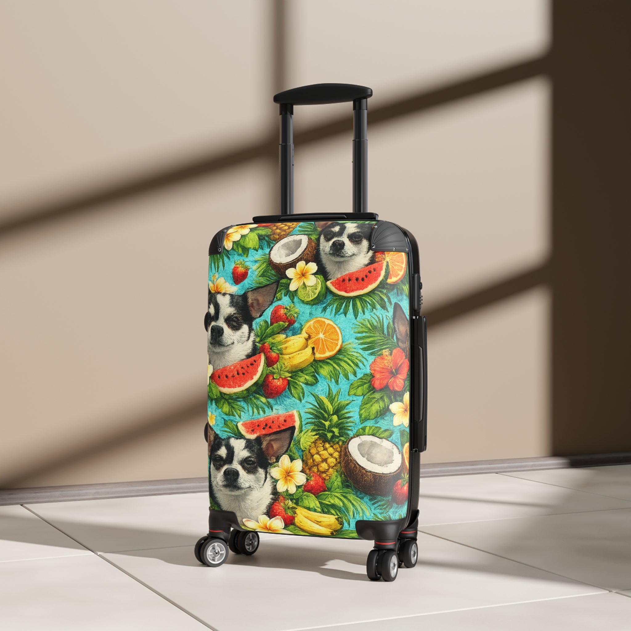 Tropical chihuahua Suitcase – Colorful Fruit & Floral Carry-On Luggage