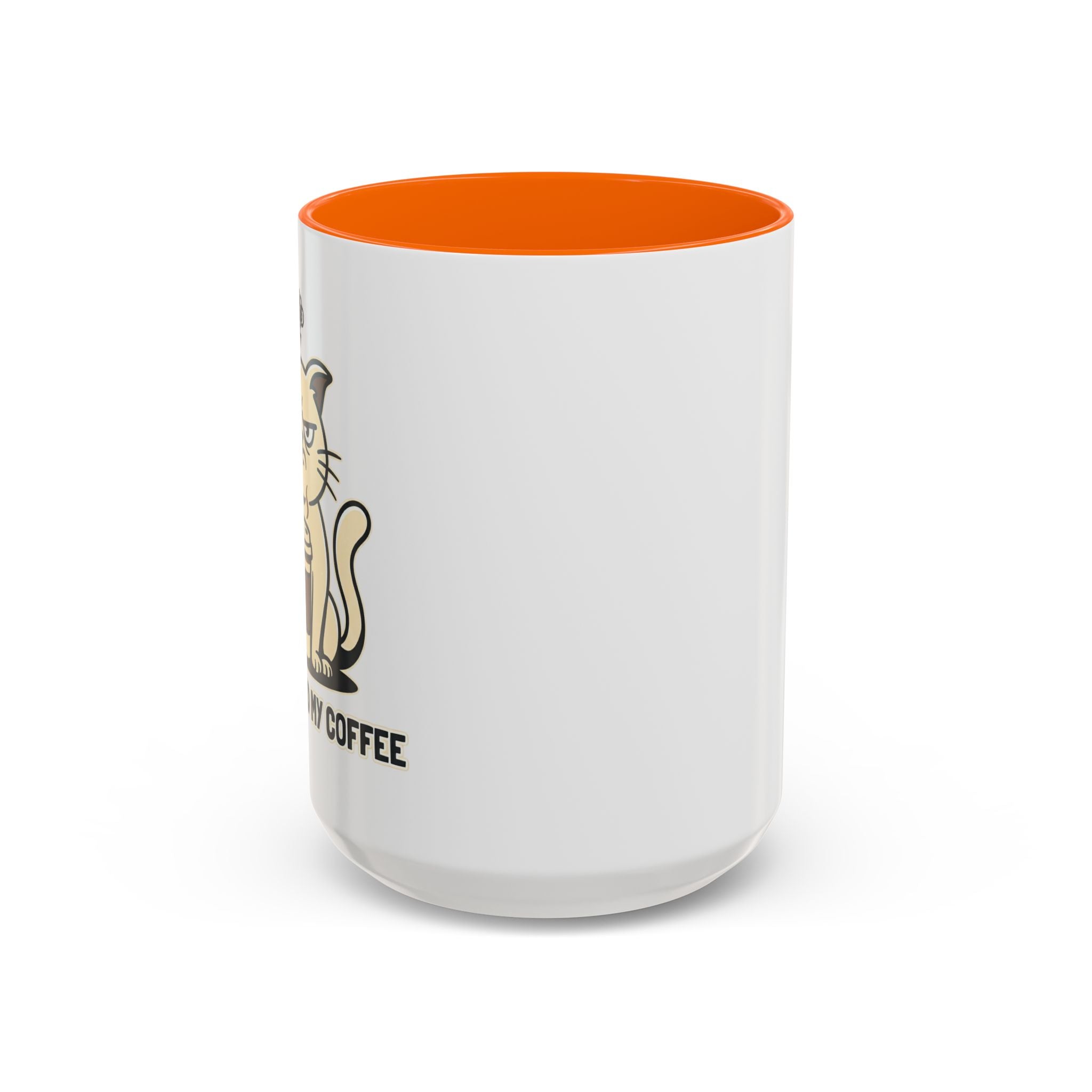 Cat Lover Coffee Mug – Cute Cat Illustration ‘Coffee’ Accent Ceramic Mug (11/15oz)