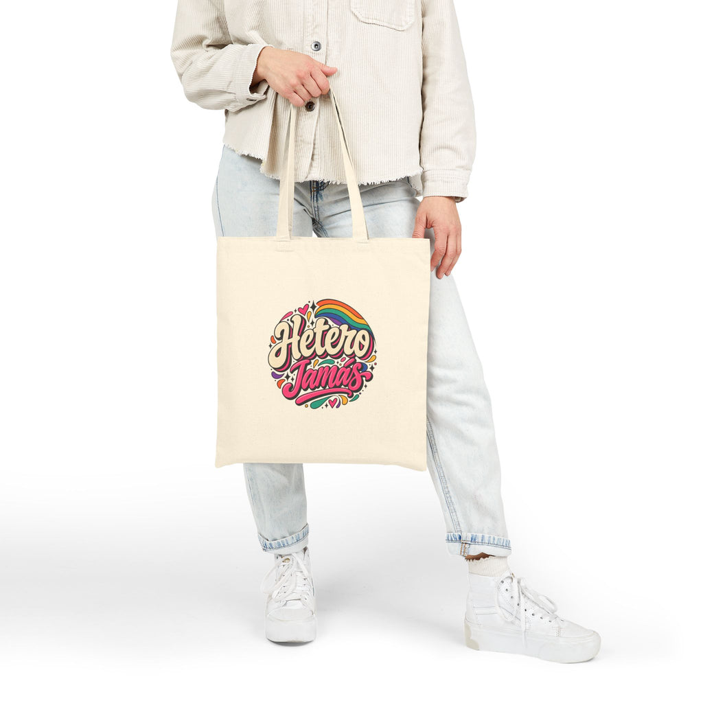 Tote Bag — "Hetero Tamas" Retro Rainbow Canvas Tote