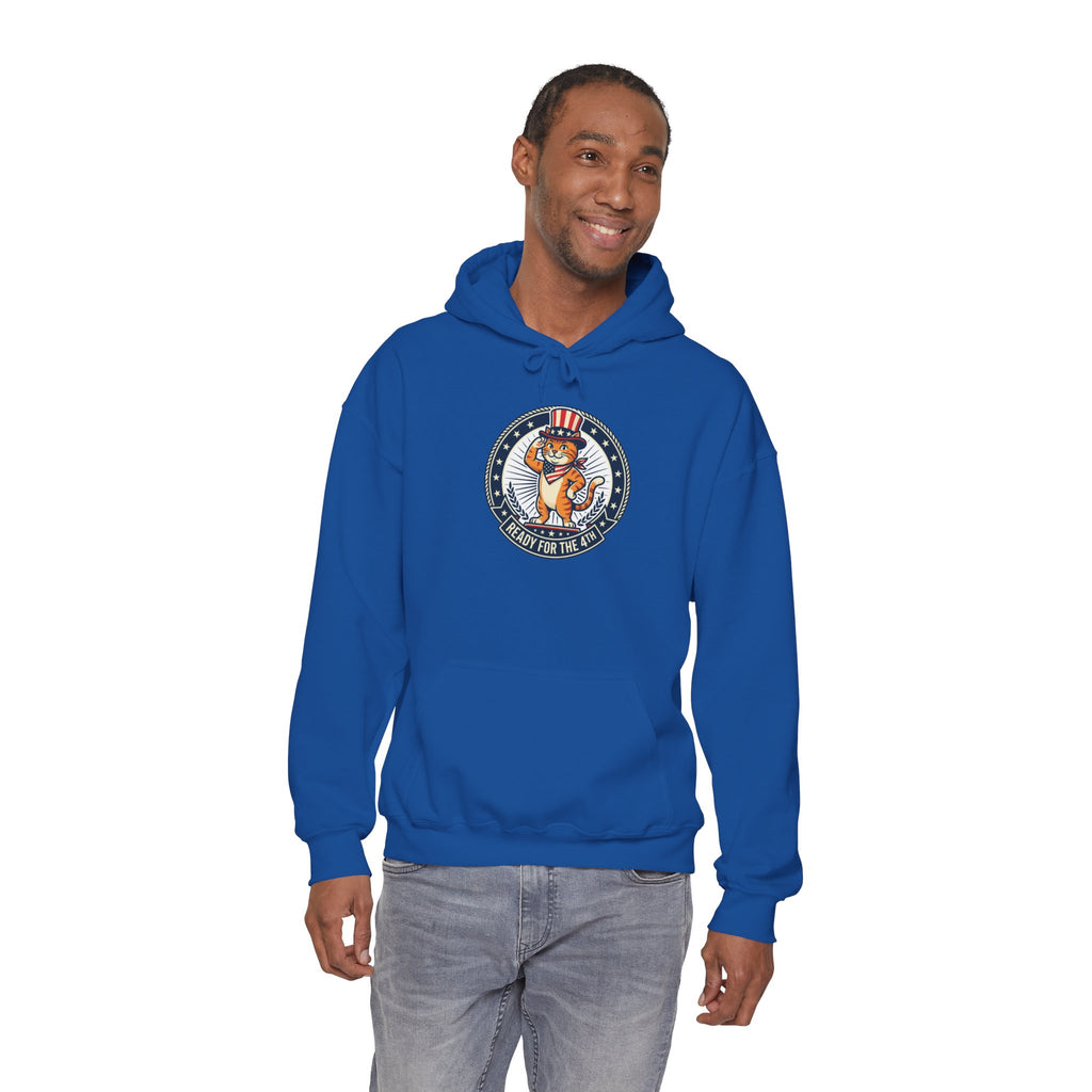 Patriotic Cat Hoodie — "Ready for the Stars" Graphic Pullover