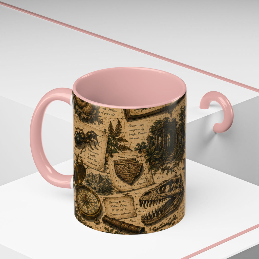 Vintage Natural History Coffee Mug — Botanical & Fossil Illustration Accent Mug