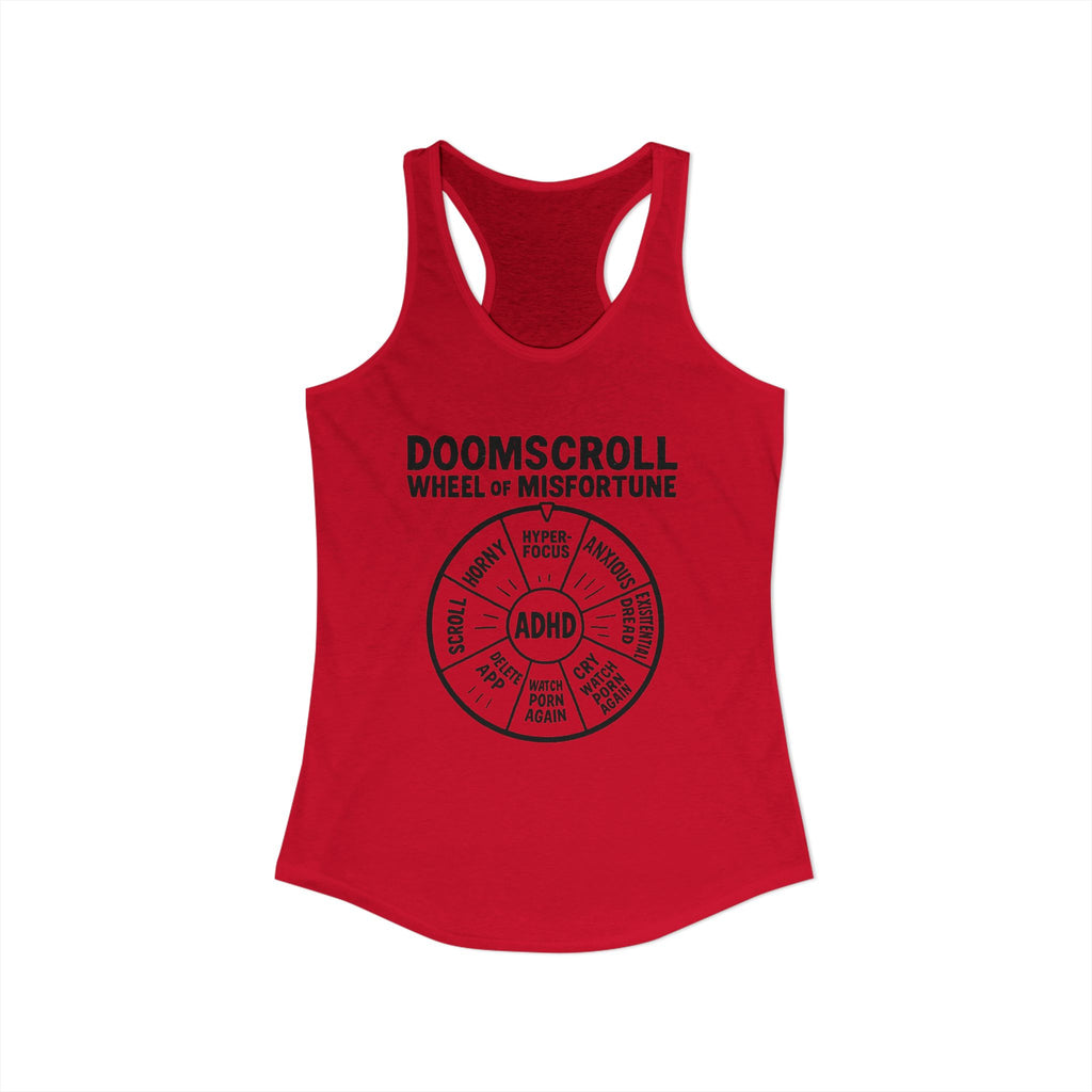 "DOOMSCROLL: Wheel of Misfortune" ADHD tank top