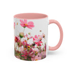 Floral Cosmos Accent Coffee Mug — Pink Wildflower Tea & Coffee Cup (11/15oz)