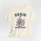 Brain Buffering T‑Shirt — Cute Cartoon Brain Graphic Tee for Neuro Humor