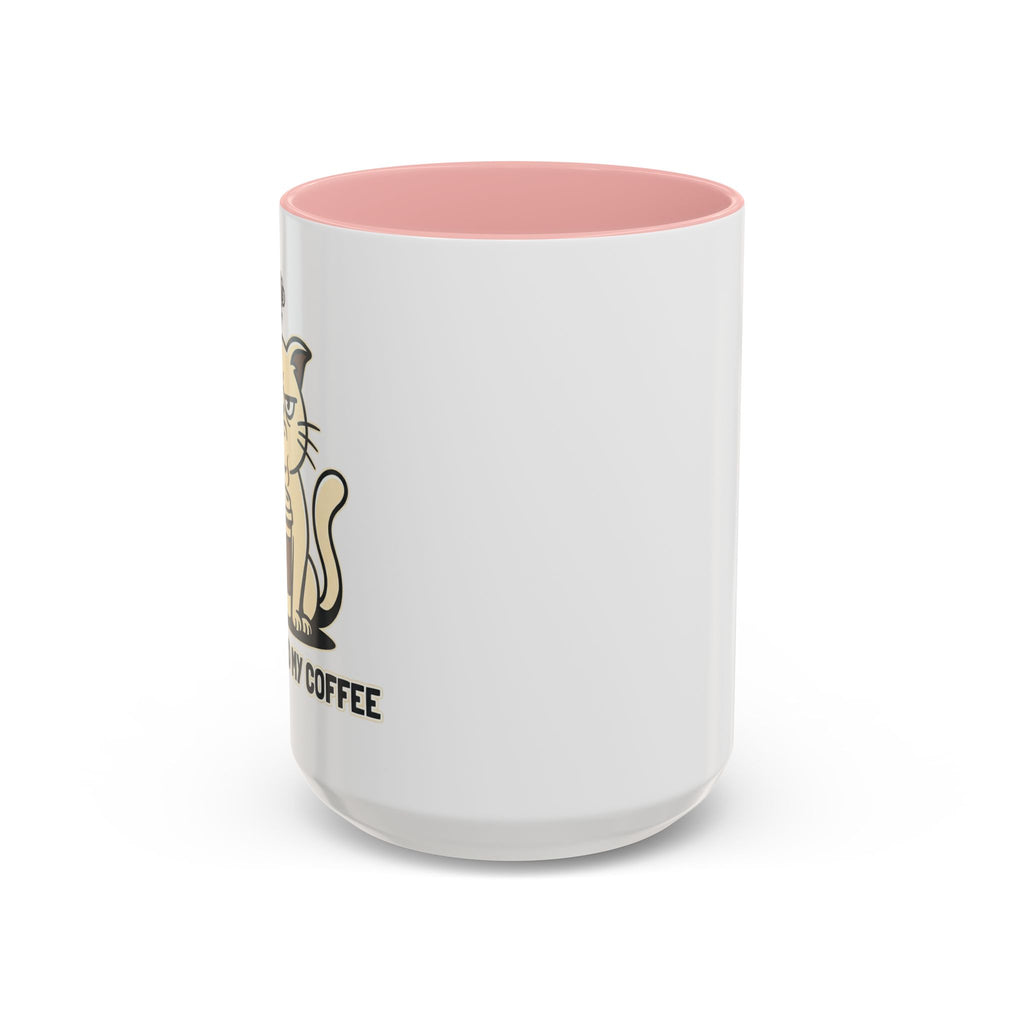 Cat Lover Coffee Mug – Cute Cat Illustration ‘Coffee’ Accent Ceramic Mug (11/15oz)