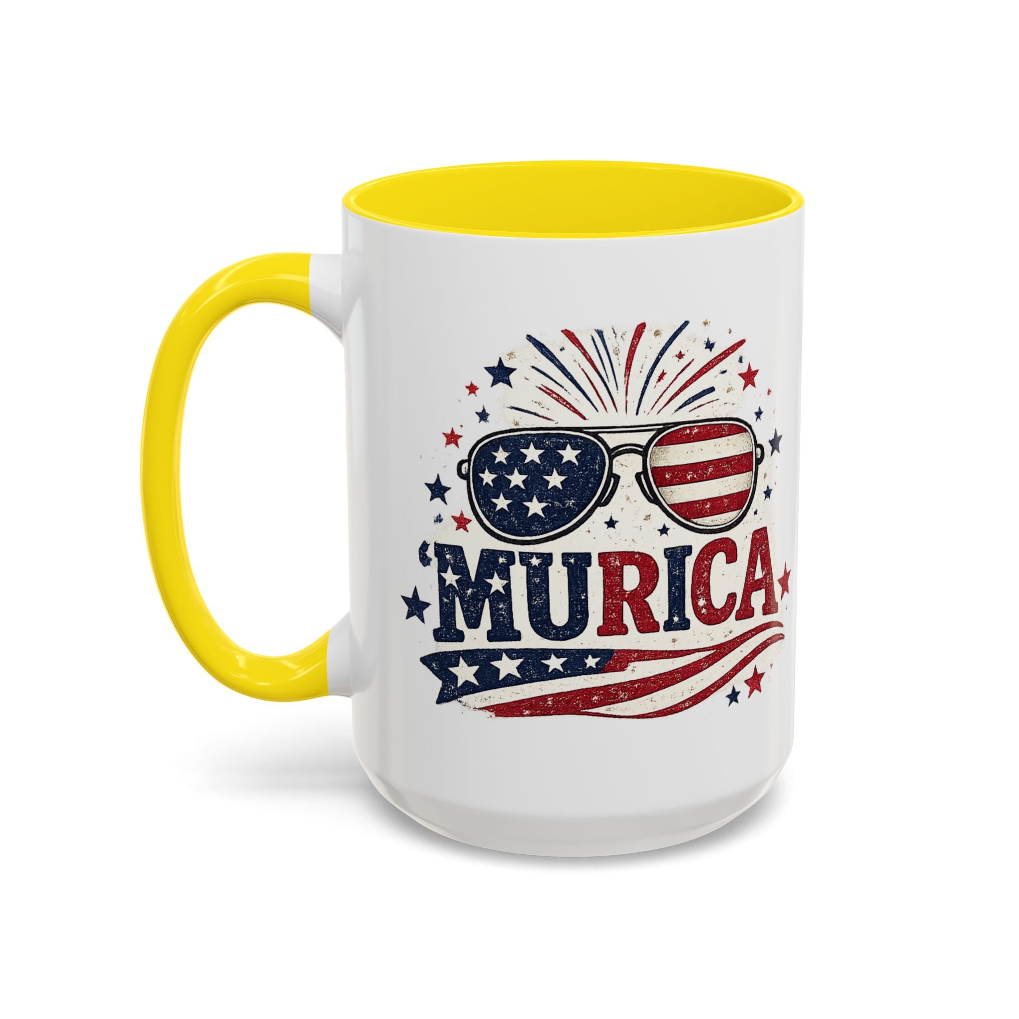 America Flag Accent Coffee Mug - Patriotic 11/15oz Tea Cup