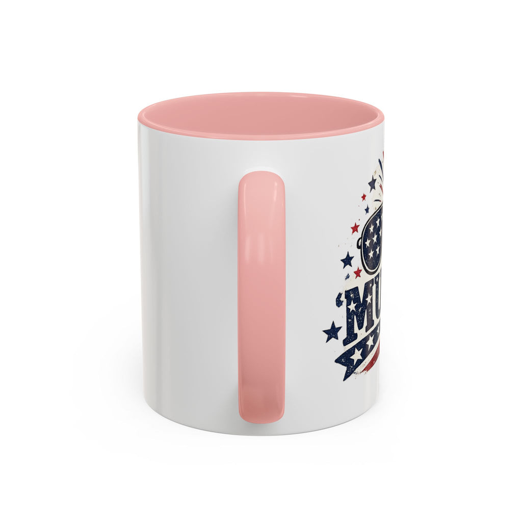 America Flag Accent Coffee Mug - Patriotic 11/15oz Tea Cup