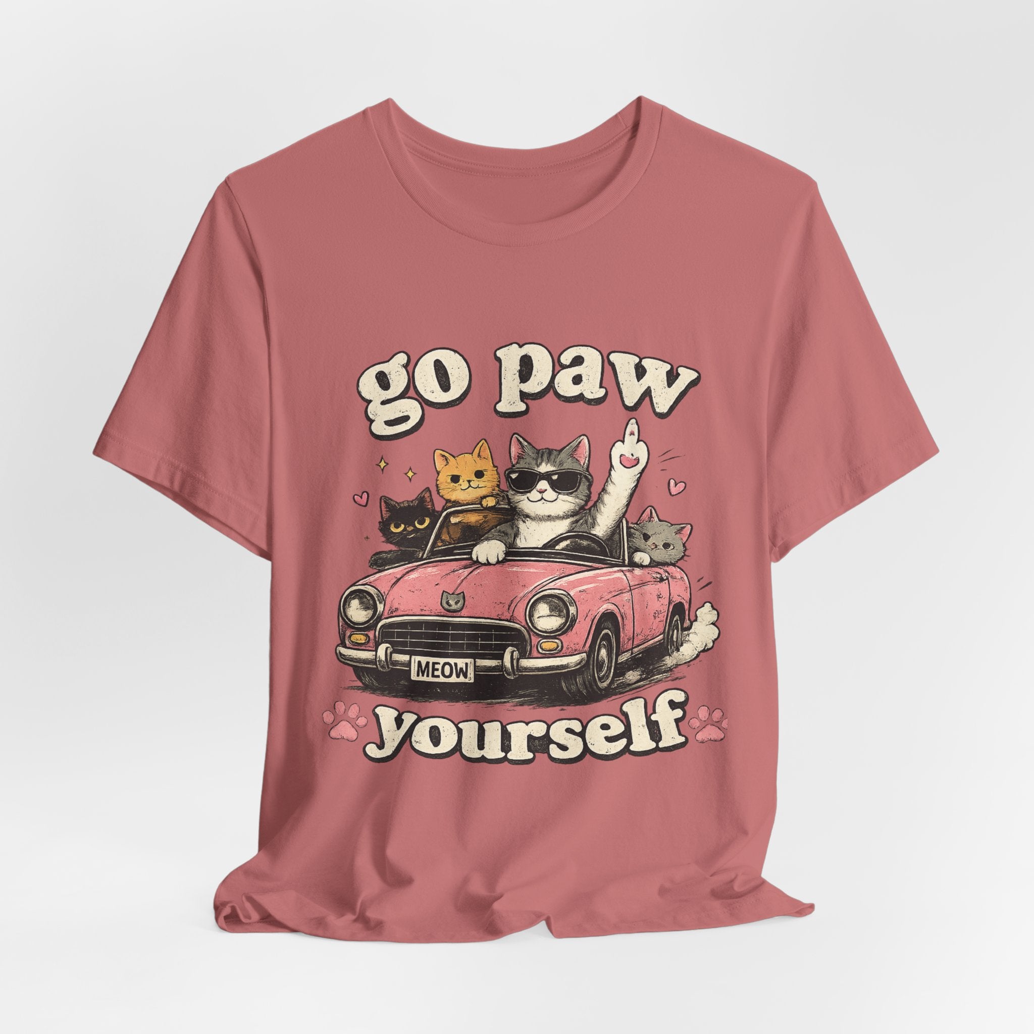 Go Paw Yourself Cat Tee – Cute Retro Cats in Convertible T‑Shirt