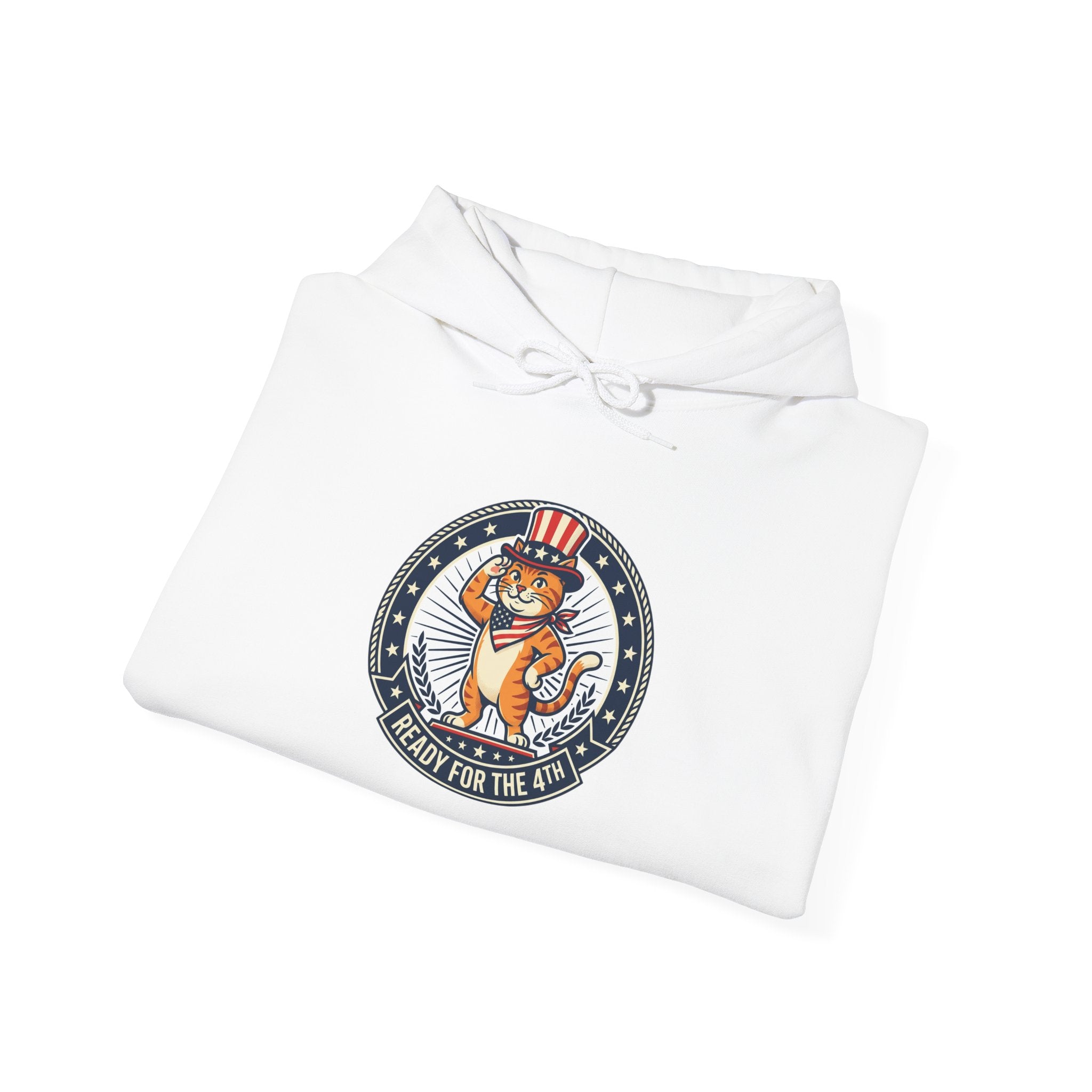 Patriotic Cat Hoodie — "Ready for the Stars" Graphic Pullover