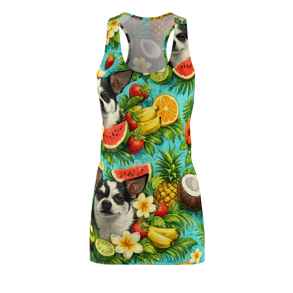 Tropical Chihuahua Racerback Dress — Fruit & Floral All-Over Print