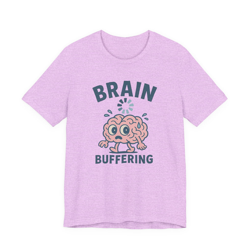 Brain Buffering T‑Shirt — Cute Cartoon Brain Graphic Tee for Neuro Humor
