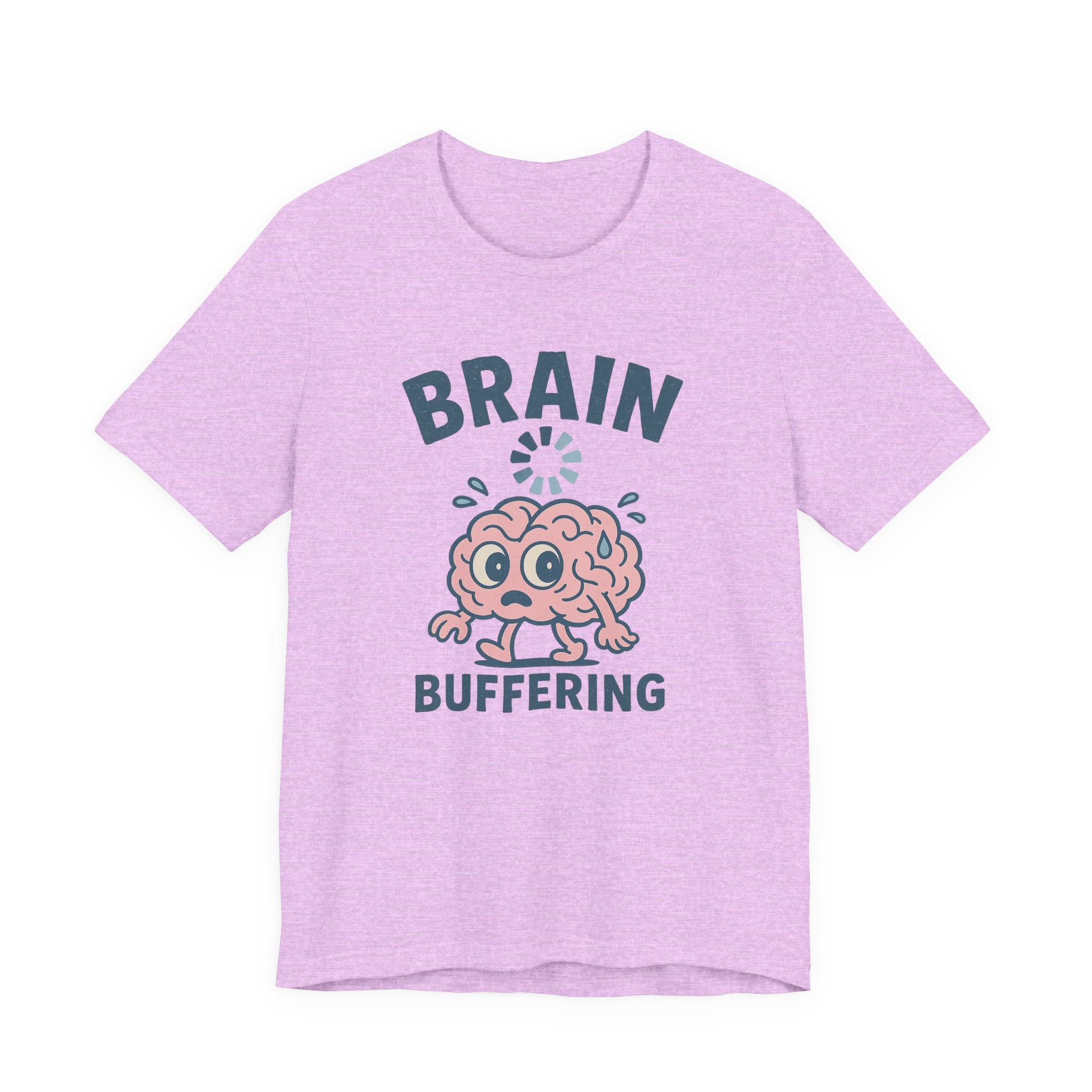 Brain Buffering T‑Shirt — Cute Cartoon Brain Graphic Tee for Neuro Humor