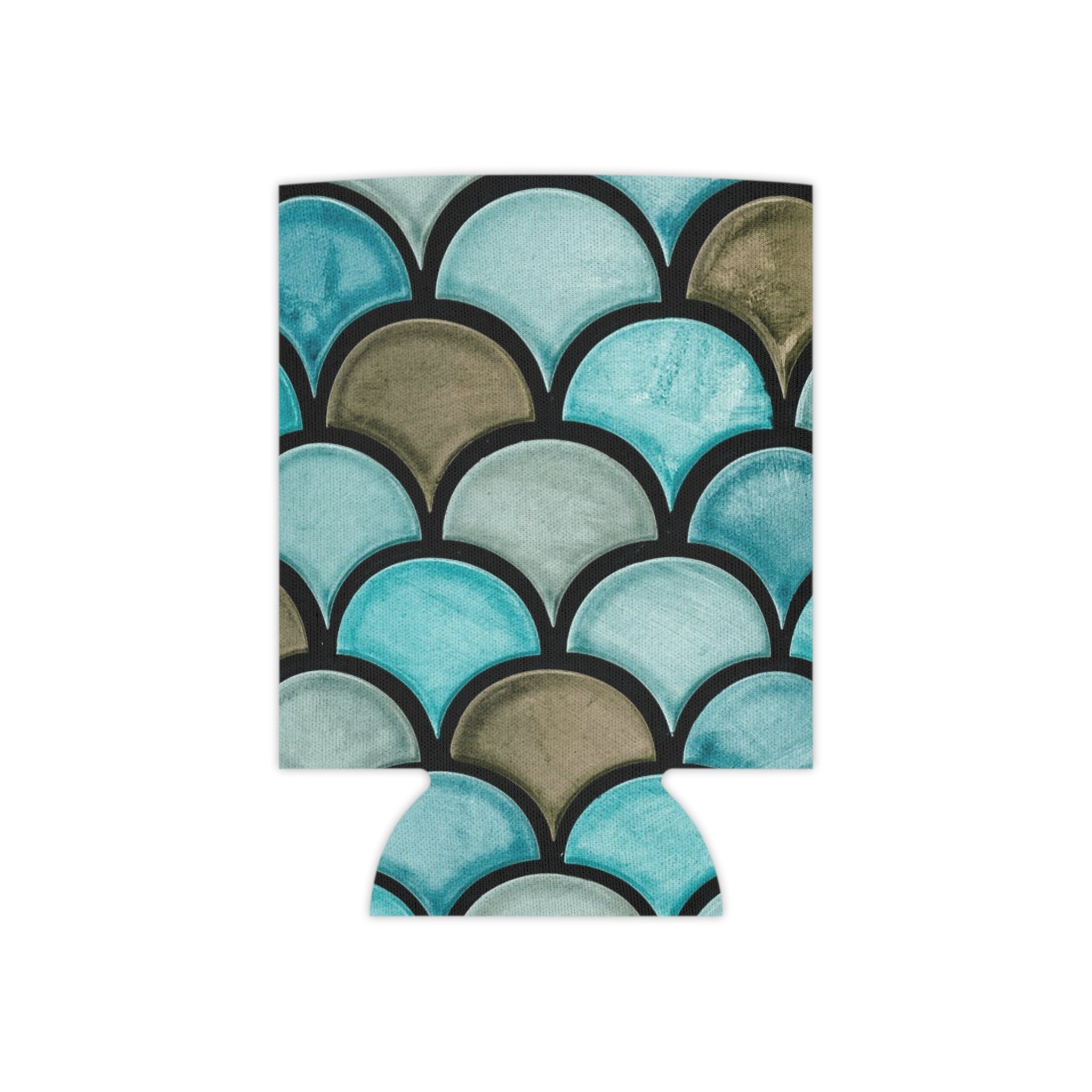 Mermaid Scale Can Cooler – Blue Teal Fish Scale Beverage Koozie
