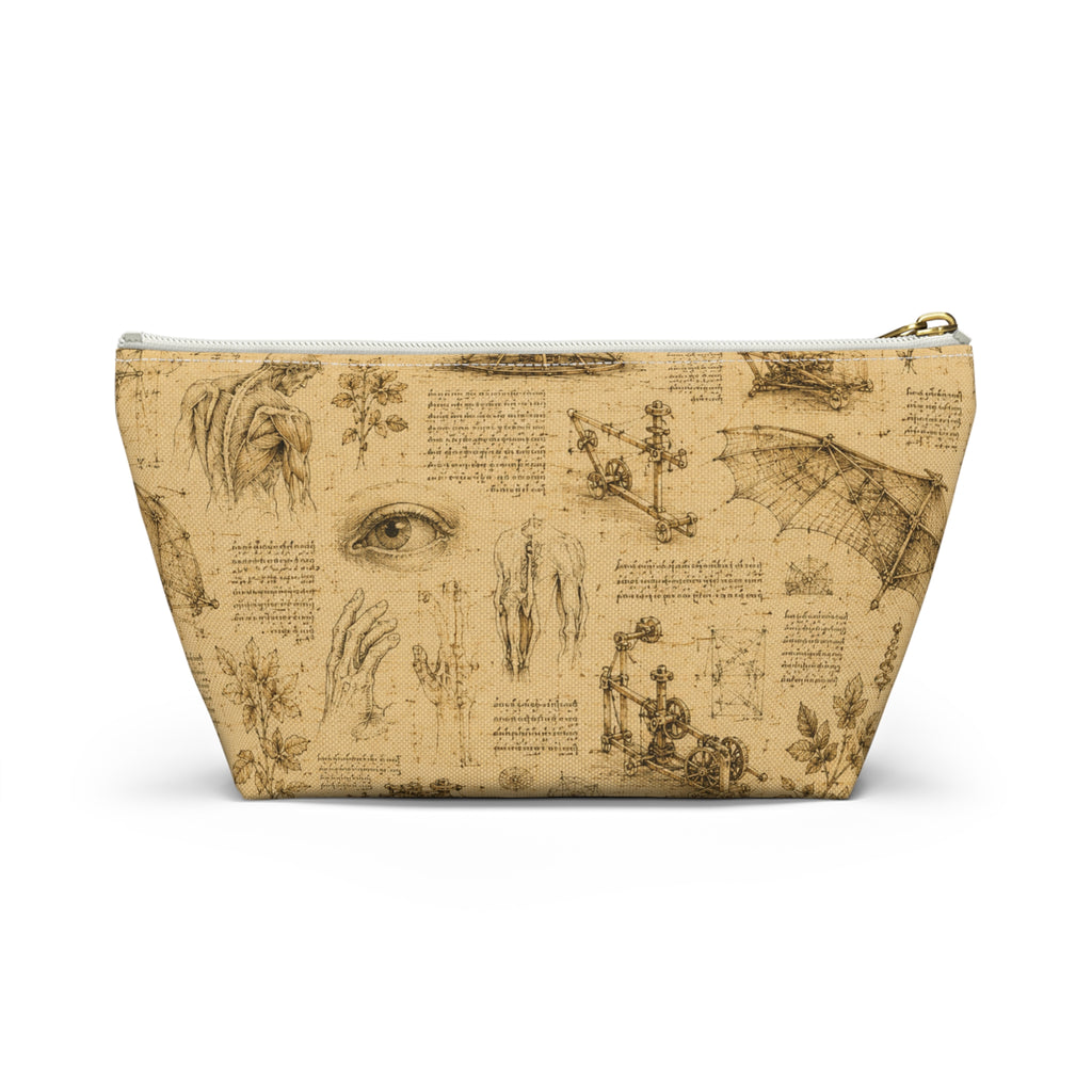Leonardo Da Vinci  Sketch Accessory Pouch — Leonardo-Inspired T-Bottom Cosmetic Bag