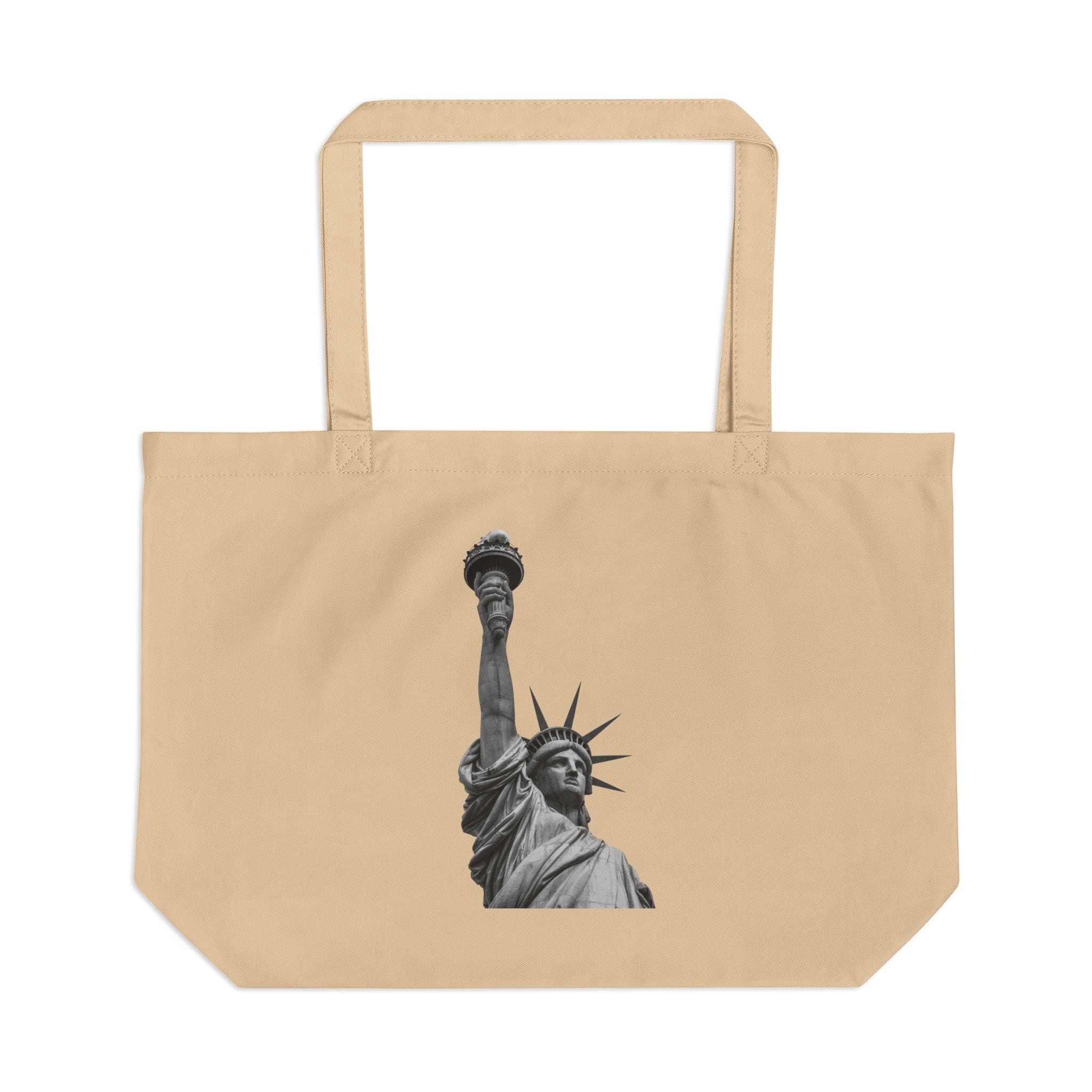 Statue of Liberty Large Eco Tote – Vintage NYC Landmark Canvas Beach & Shopping Bag