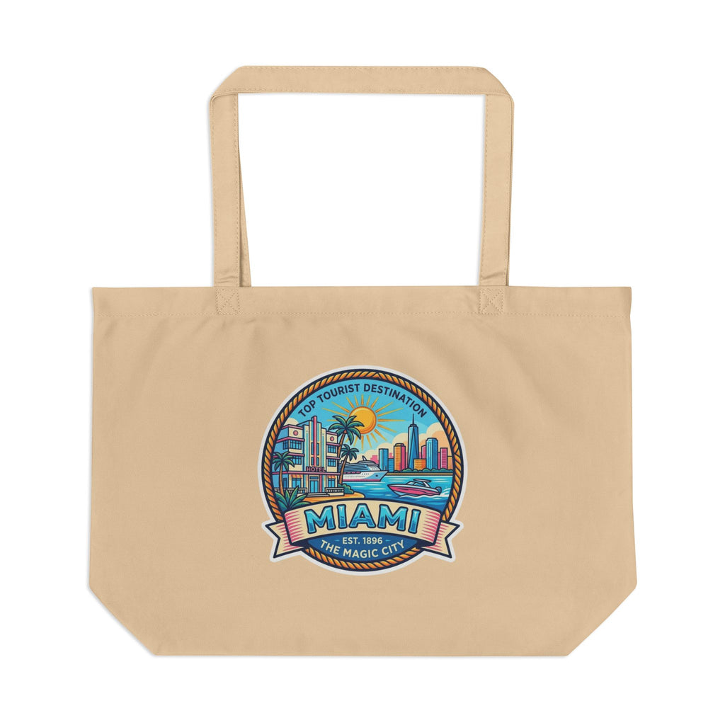 Miami Scenic Tote Bag — Vintage Beach City Graphic Eco Tote