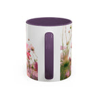 Floral Cosmos Accent Coffee Mug — Pink Wildflower Tea & Coffee Cup (11/15oz)