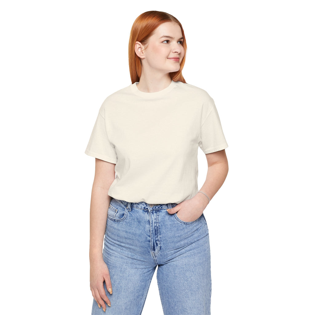 Nature Sunset Mountain Back Design T-Shirt — Scenic River & Pine Forest Graphic Tee