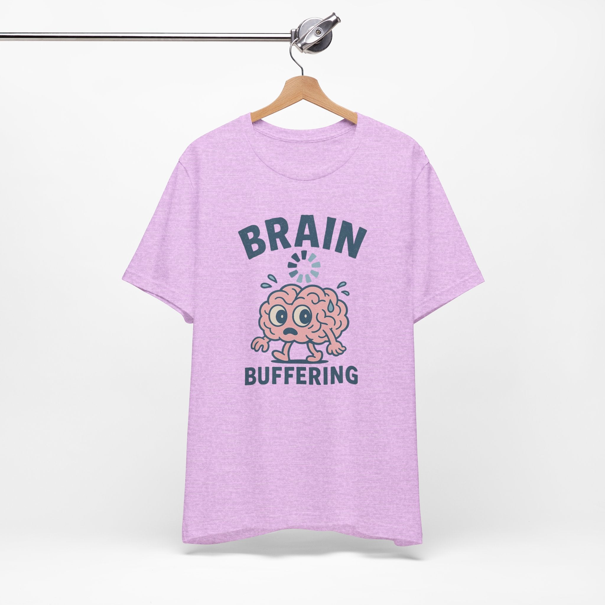 Brain Buffering T‑Shirt — Cute Cartoon Brain Graphic Tee for Neuro Humor