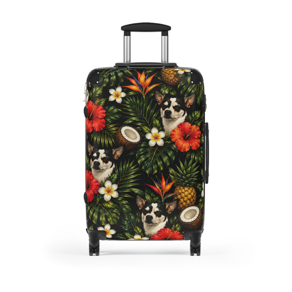 Tropical chihuahua Suitcase — Floral Pineapple Coconut Carry-On Luggage