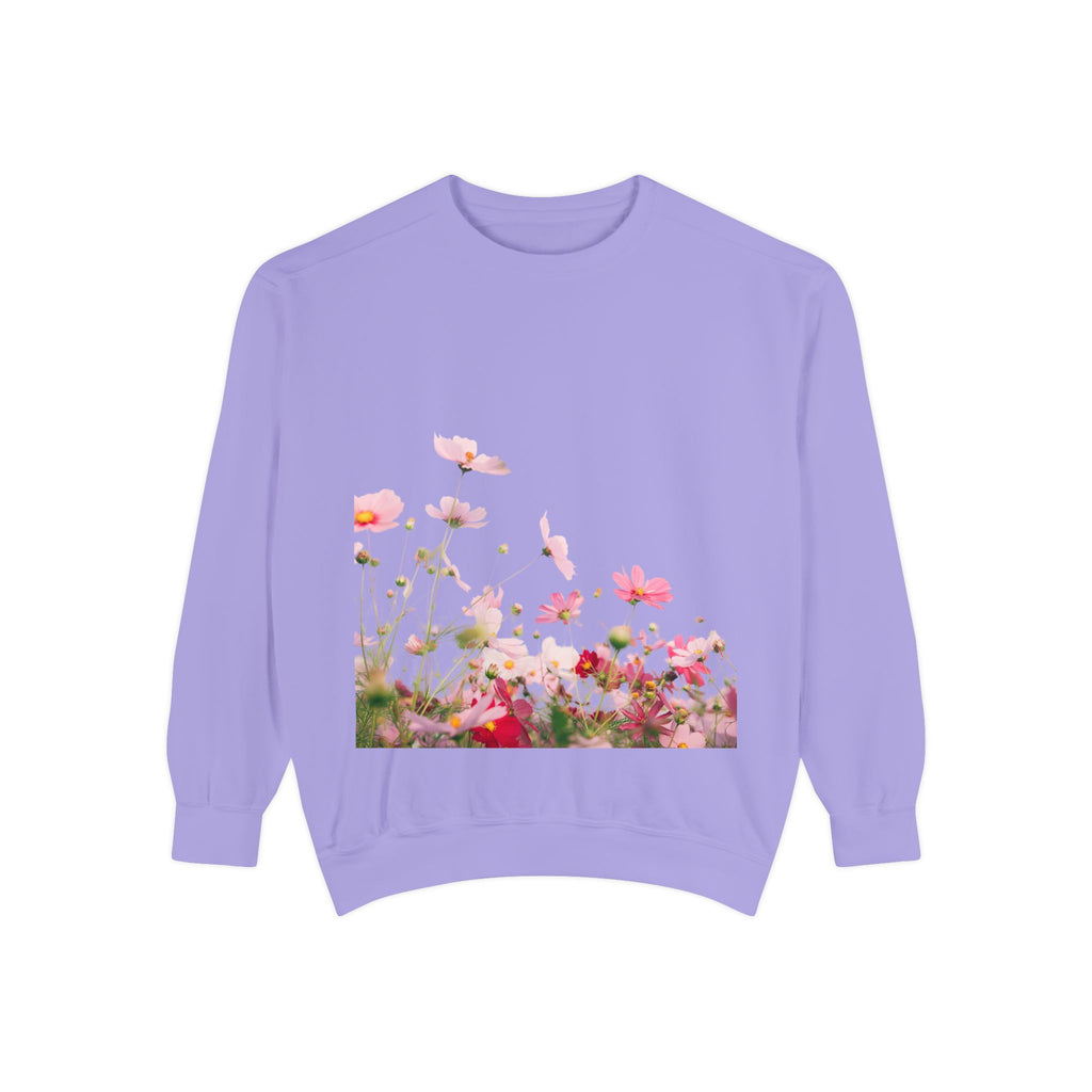 Floral Meadow Sweatshirt — Pink Cosmos Garden Crewneck
