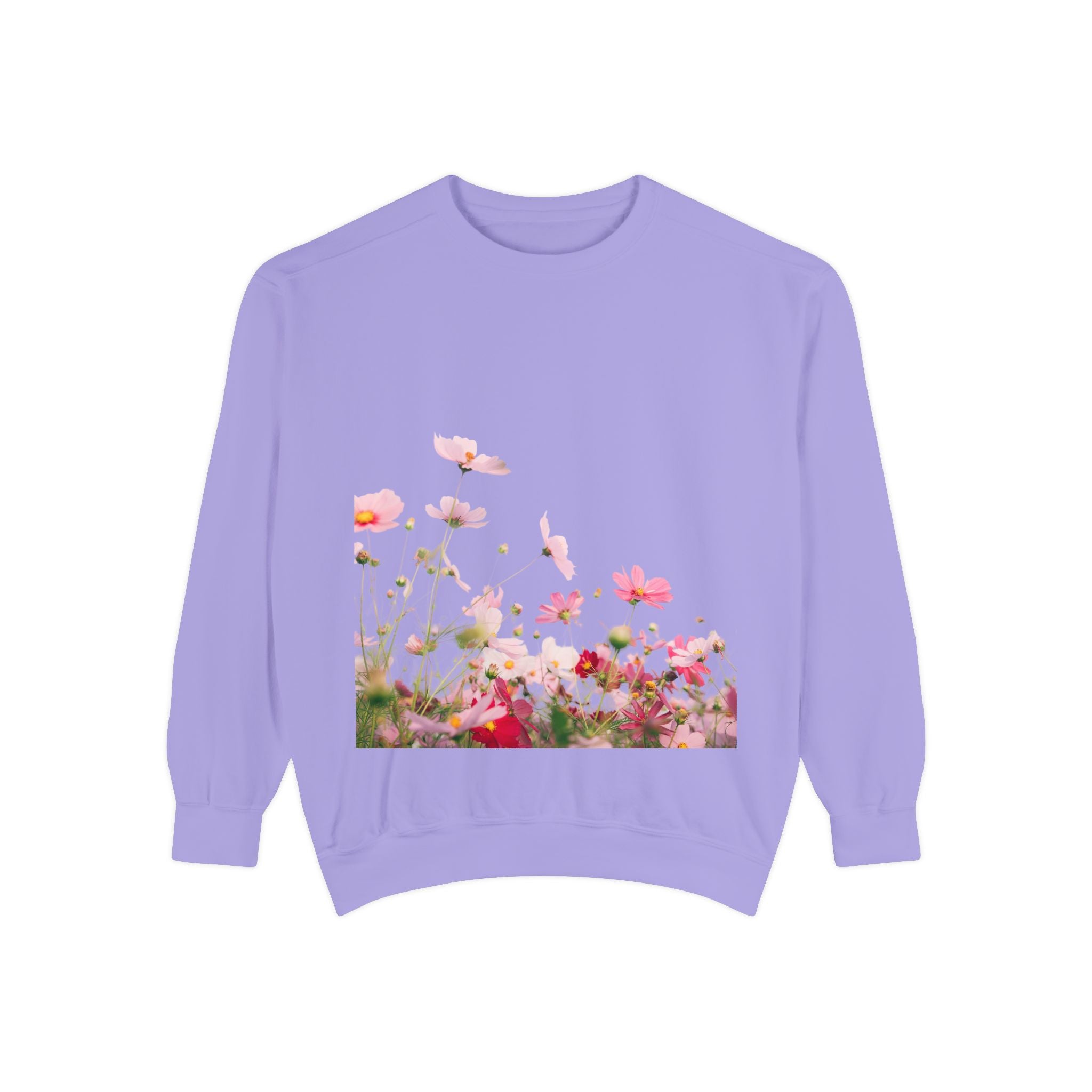 Floral Meadow Sweatshirt — Pink Cosmos Garden Crewneck