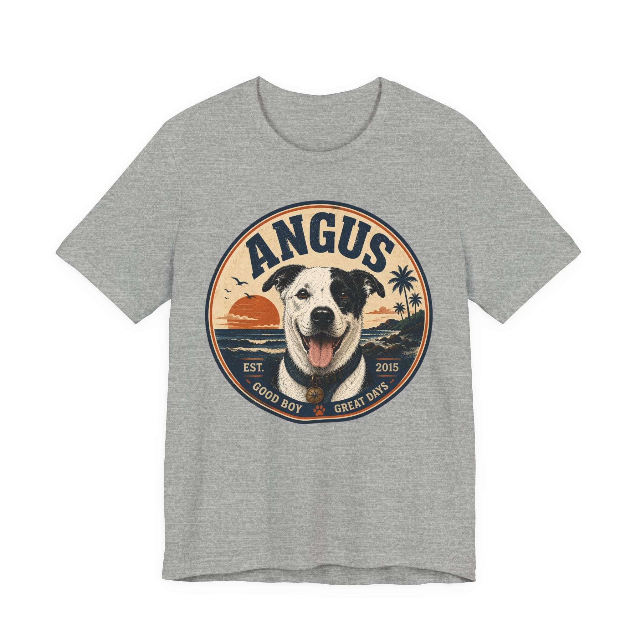 Angus Dog Tee — Retro Beach Portrait T-Shirt