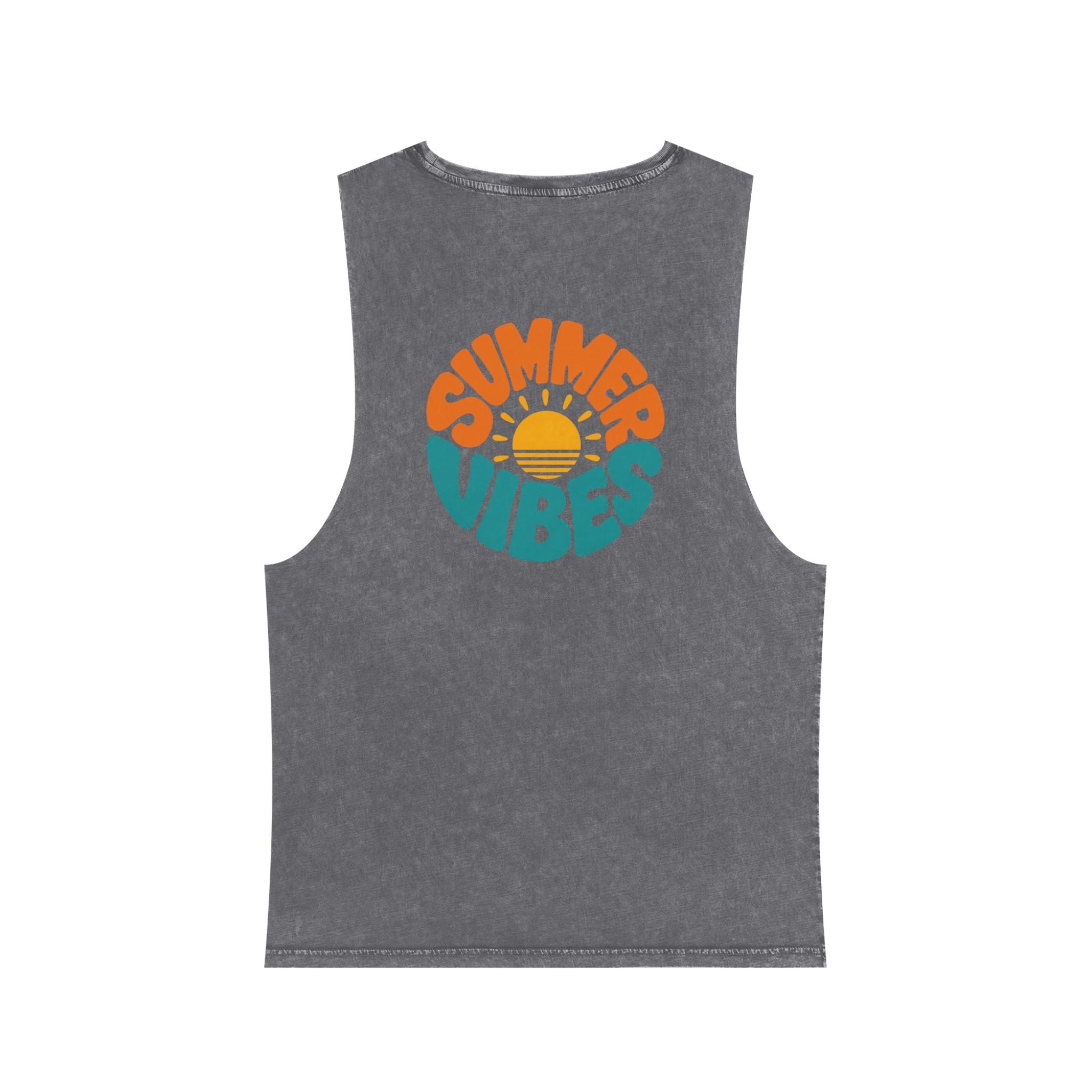 Summer Vibes Stonewash Tank Top — Retro Sunset Graphic Tank