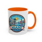 Miami Vintage Travel Accent Coffee Mug – 'Miami' Scenic Beach & Skyline Design (11/15oz)