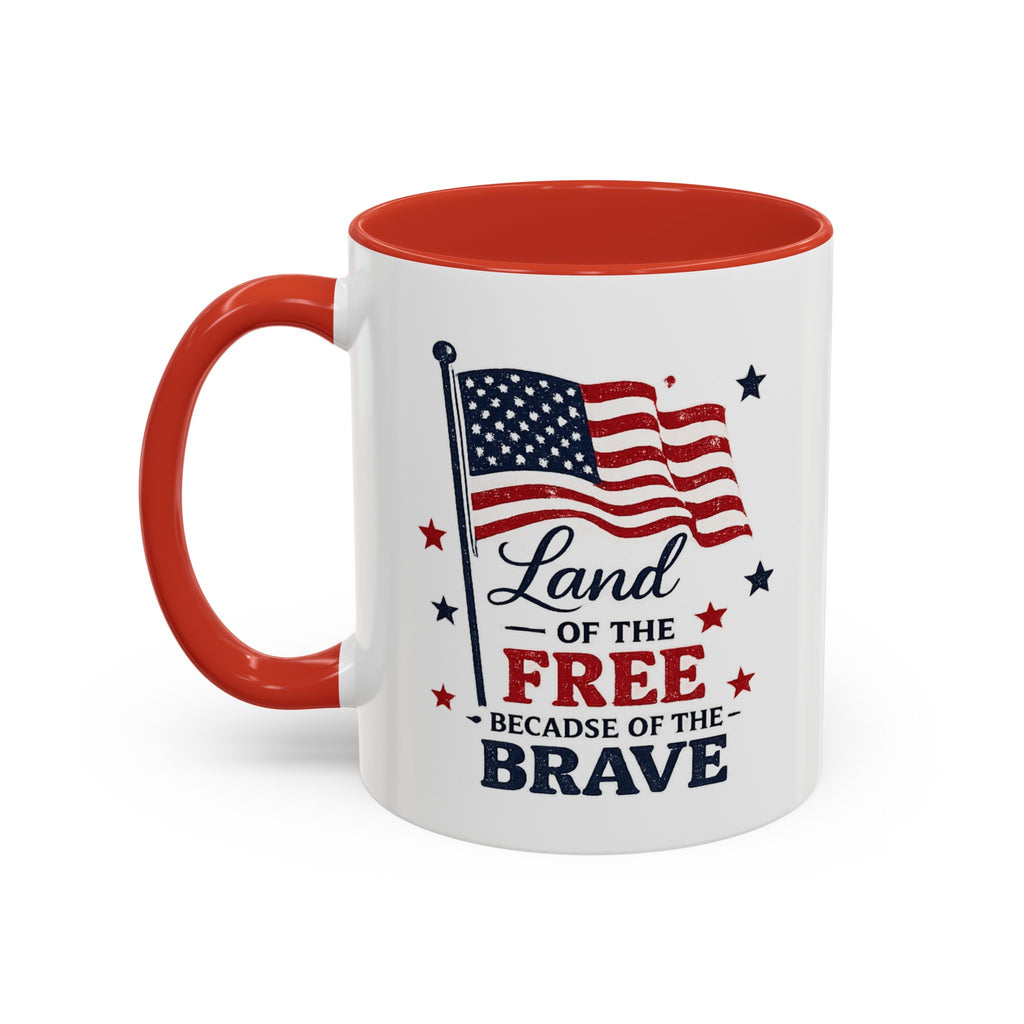 Patriotic Coffee Mug — "Land of the Free Because of the Brave" Accent Mug
