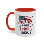 Patriotic Coffee Mug — "Land of the Free Because of the Brave" Accent Mug