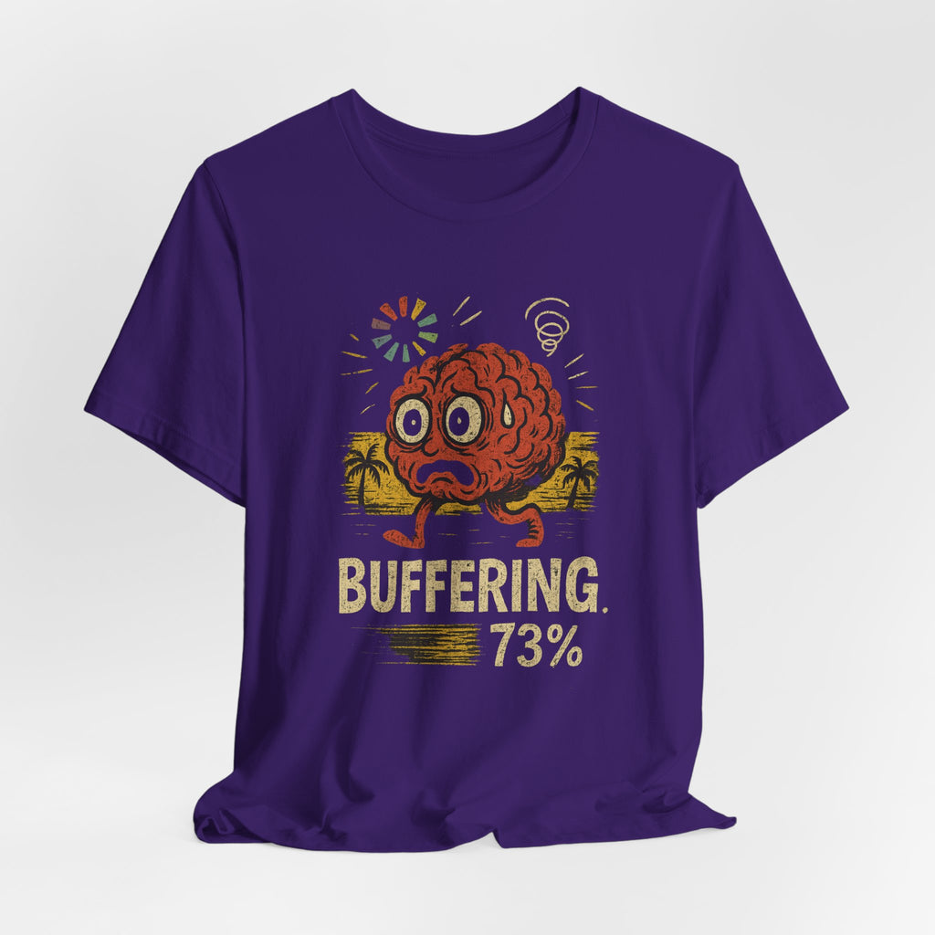 Buffering 73% Brain Cartoon T-Shirt — Funny Geek Humor Tee