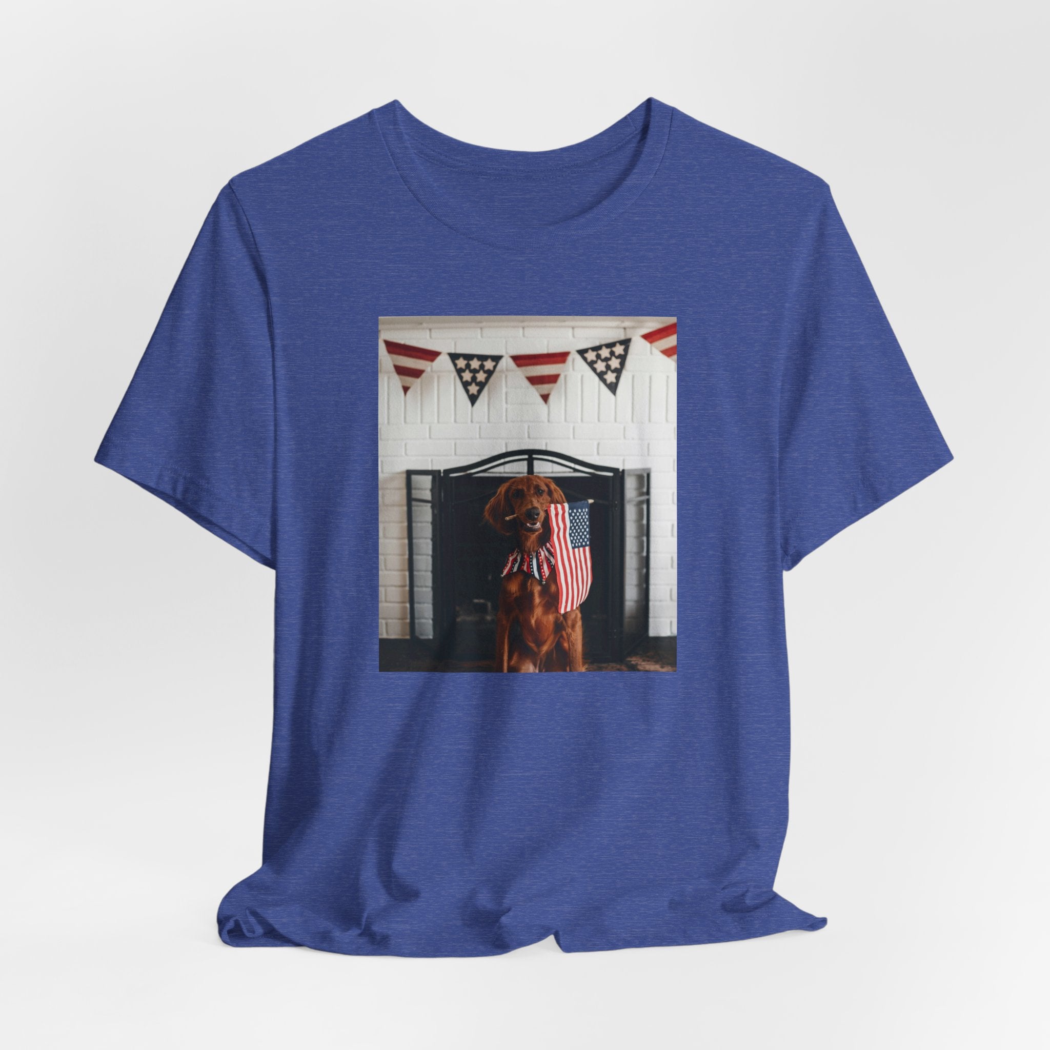 Patriotic Dog T-Shirt - Photo Print with American Flag Bunting