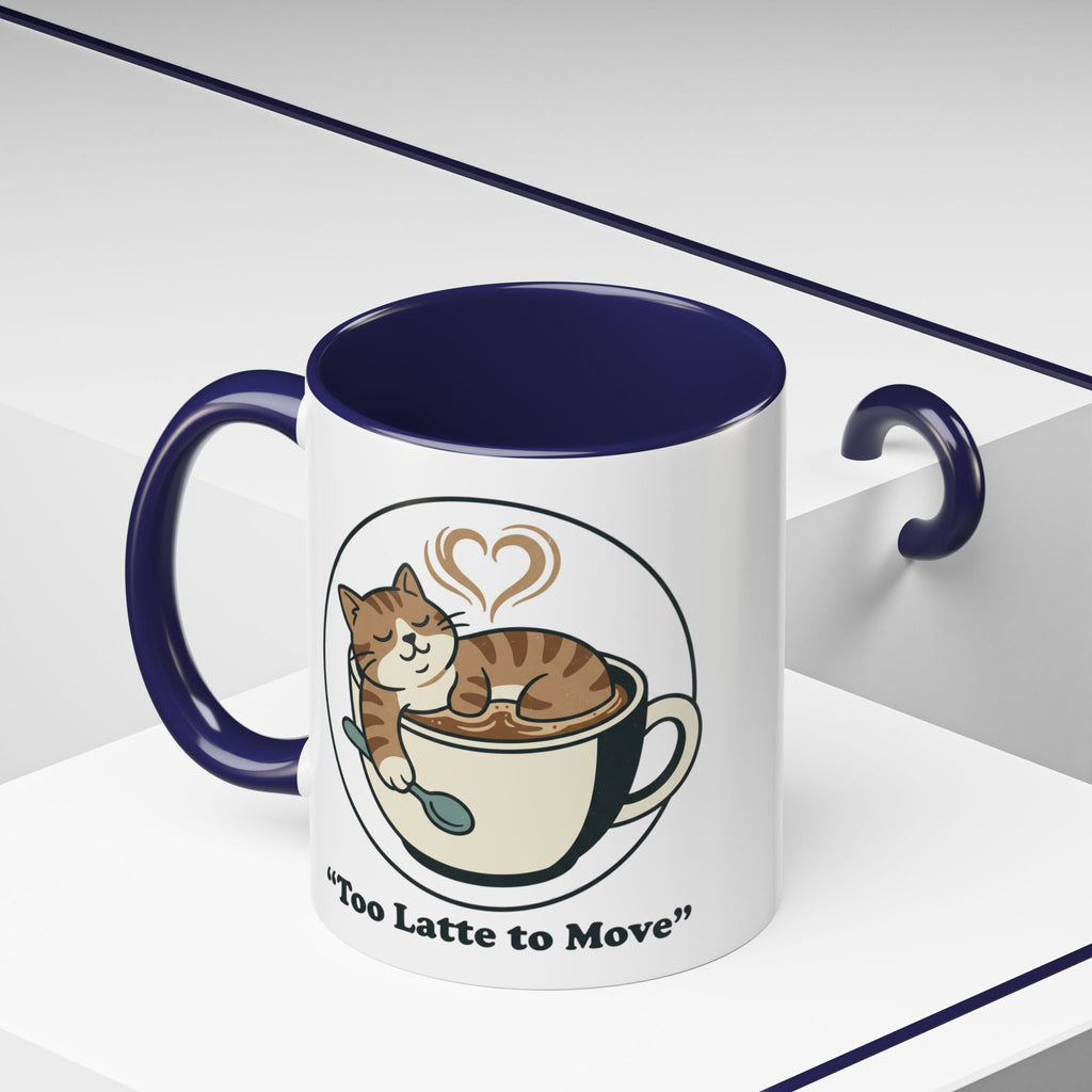 Latte Cat Coffee Mug – "Don't Wake Me, I'll Move" Cute Cat Latte Art Ceramic Accent Mug