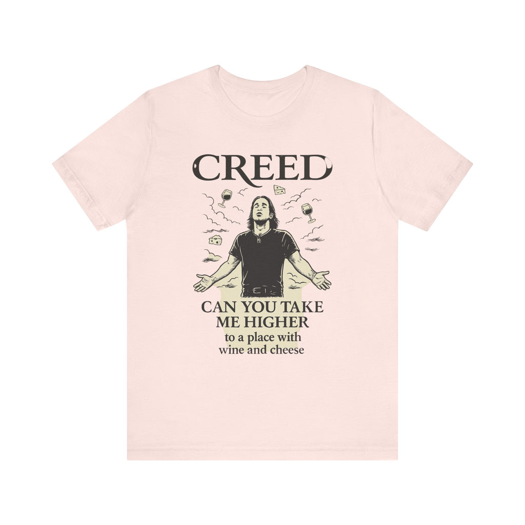 Creed-Inspired Unisex Jersey Tee - Wine & Cheese Lover's Shirt, Casual Daywear, Gift for Friends, Music Merch, Funny Tee