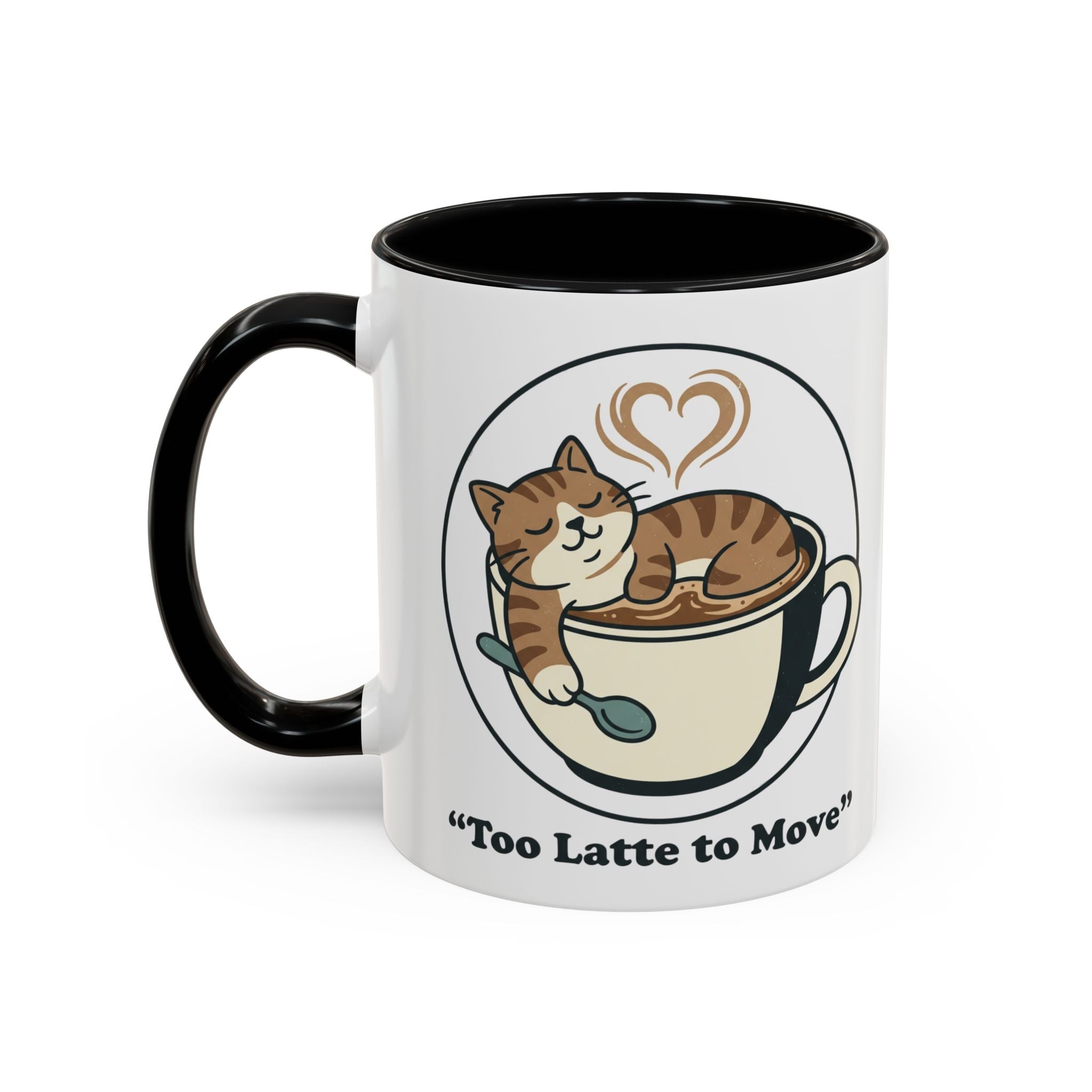 Latte Cat Coffee Mug – "Don't Wake Me, I'll Move" Cute Cat Latte Art Ceramic Accent Mug
